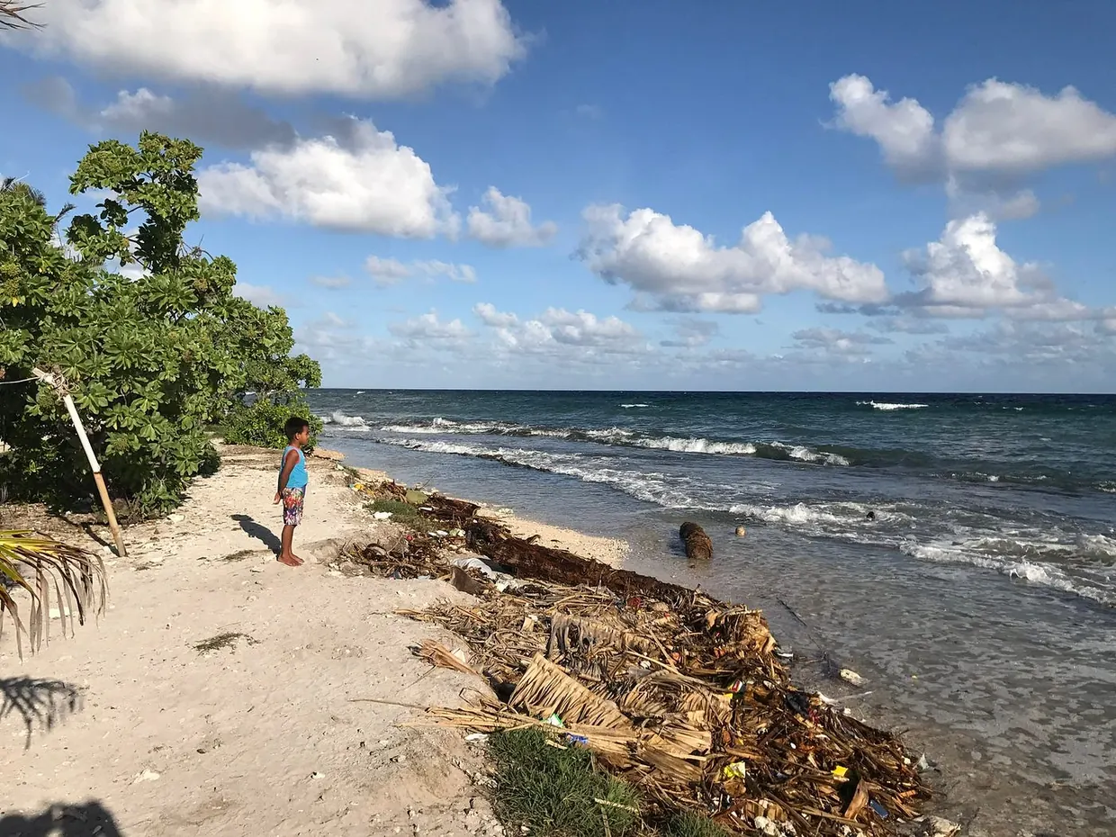 A shoreline in Kiribati